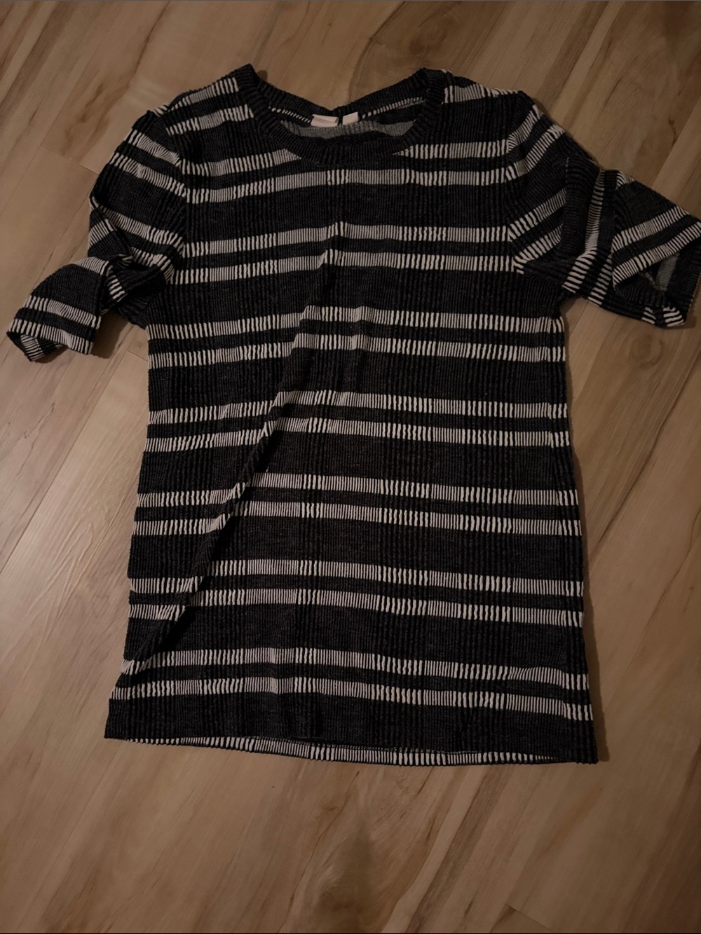 Women’s Black and White Striped Knit Shirt
